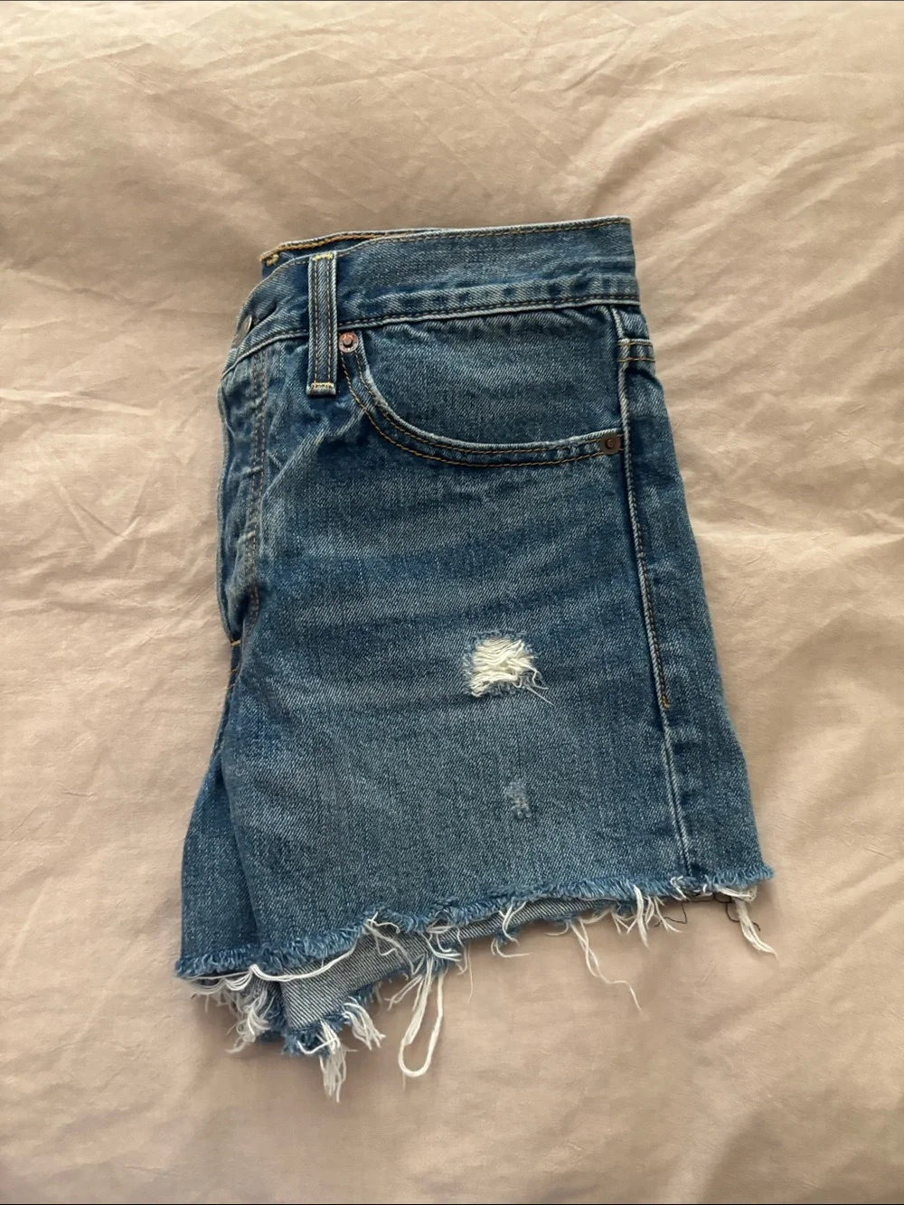 Classic Distressed Blue Denim Women’s Shorts